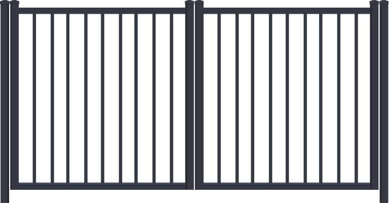 Rendering of a Aluminum Standard Raised Post Double Drive Gate from Fence Supply Company Serving Southwest Florida, Central Florida, & South Florida