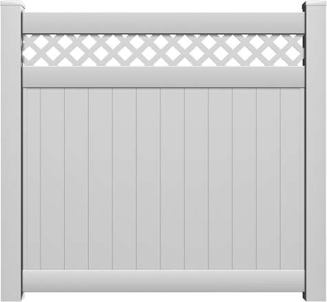 Rendering of a Vinyl Privacy Fence with Lattice Accent from Fence Supply Company Serving Southwest Florida, Central Florida, & South Florida