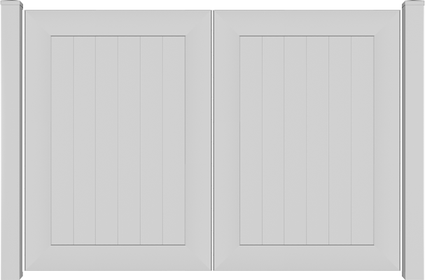 Rendering of a Standard Vinyl Privacy Double Drive Gate from Fence Supply Company Serving Southwest Florida, Central Florida, & South Florida